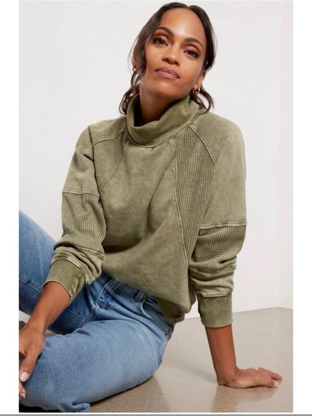Evereve Olive Green Turtleneck Sweater - Women's Cozy Pullover